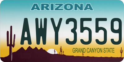 AZ license plate AWY3559