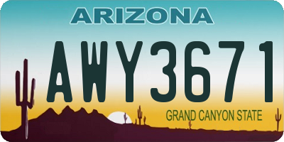 AZ license plate AWY3671