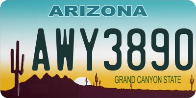 AZ license plate AWY3890