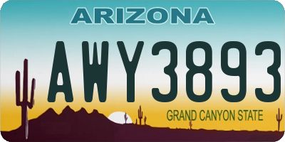 AZ license plate AWY3893
