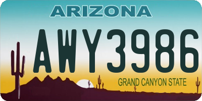 AZ license plate AWY3986