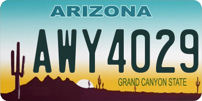 AZ license plate AWY4029