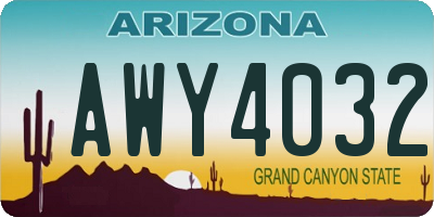 AZ license plate AWY4032