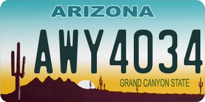 AZ license plate AWY4034