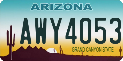 AZ license plate AWY4053