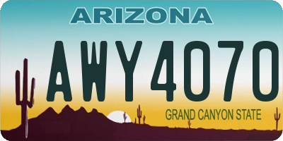 AZ license plate AWY4070