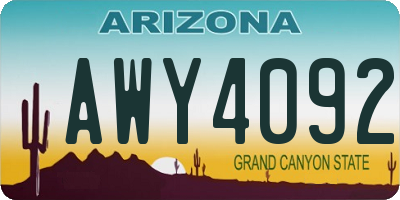 AZ license plate AWY4092