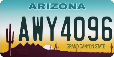 AZ license plate AWY4096