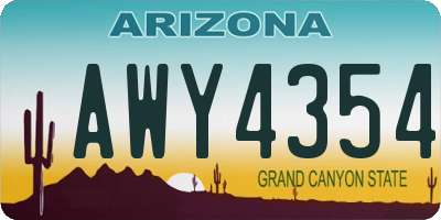 AZ license plate AWY4354