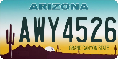 AZ license plate AWY4526
