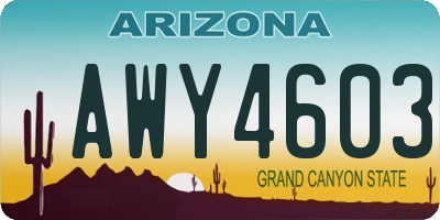 AZ license plate AWY4603