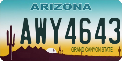 AZ license plate AWY4643