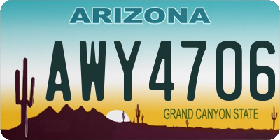 AZ license plate AWY4706
