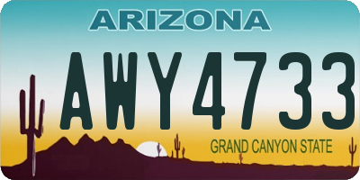 AZ license plate AWY4733
