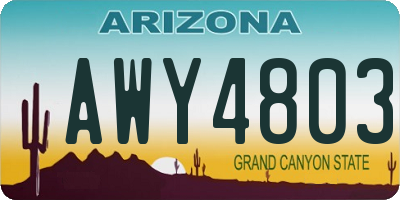 AZ license plate AWY4803