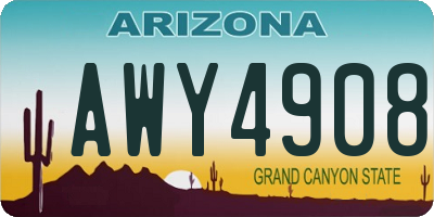 AZ license plate AWY4908
