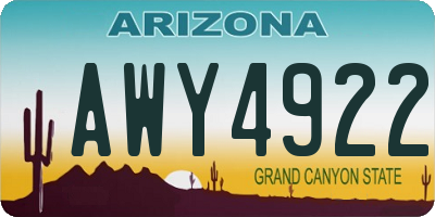 AZ license plate AWY4922