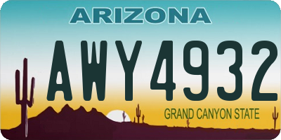 AZ license plate AWY4932