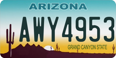 AZ license plate AWY4953