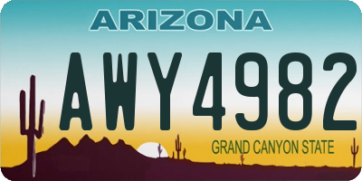 AZ license plate AWY4982