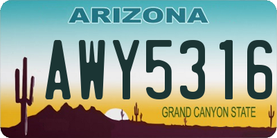 AZ license plate AWY5316