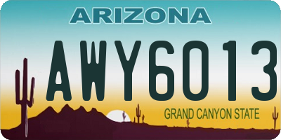 AZ license plate AWY6013