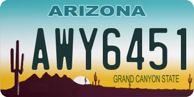 AZ license plate AWY6451
