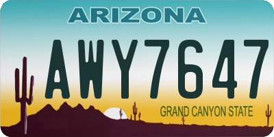 AZ license plate AWY7647