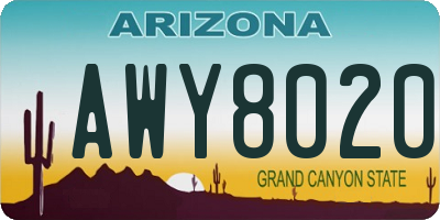 AZ license plate AWY8020