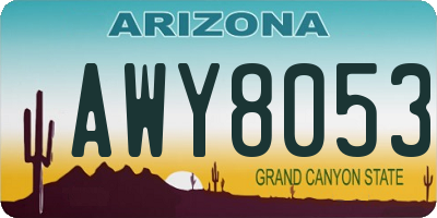 AZ license plate AWY8053