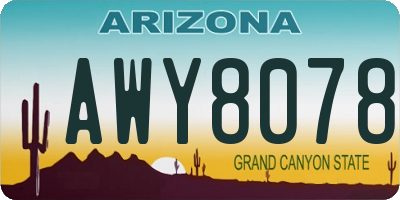 AZ license plate AWY8078