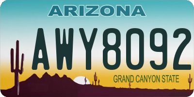 AZ license plate AWY8092