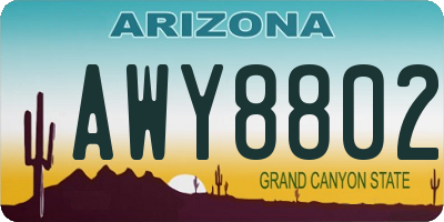 AZ license plate AWY8802