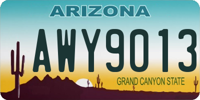 AZ license plate AWY9013