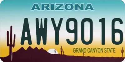 AZ license plate AWY9016