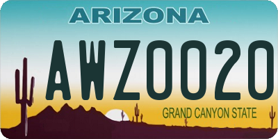 AZ license plate AWZ0020