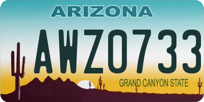 AZ license plate AWZ0733