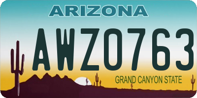 AZ license plate AWZ0763