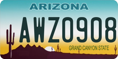 AZ license plate AWZ0908