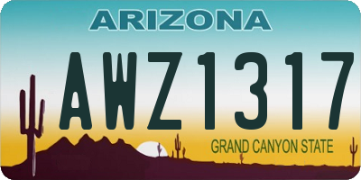 AZ license plate AWZ1317