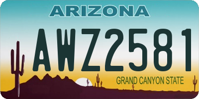 AZ license plate AWZ2581
