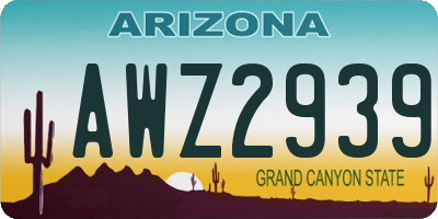 AZ license plate AWZ2939