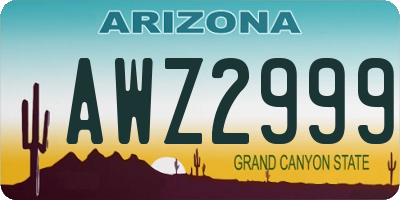 AZ license plate AWZ2999