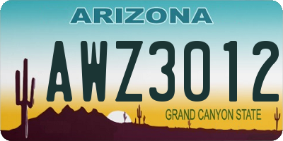 AZ license plate AWZ3012