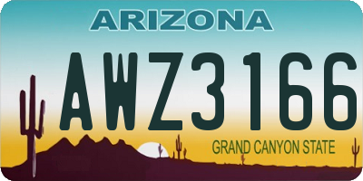 AZ license plate AWZ3166