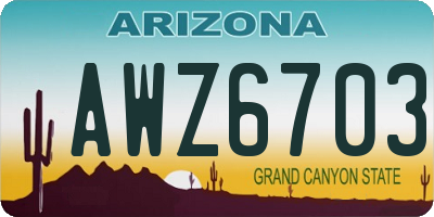AZ license plate AWZ6703