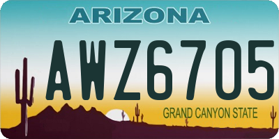 AZ license plate AWZ6705