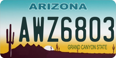 AZ license plate AWZ6803