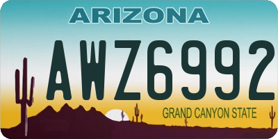AZ license plate AWZ6992