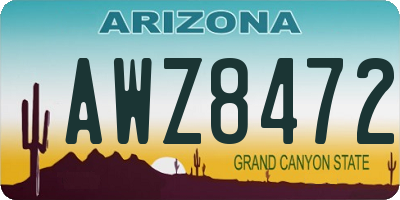 AZ license plate AWZ8472